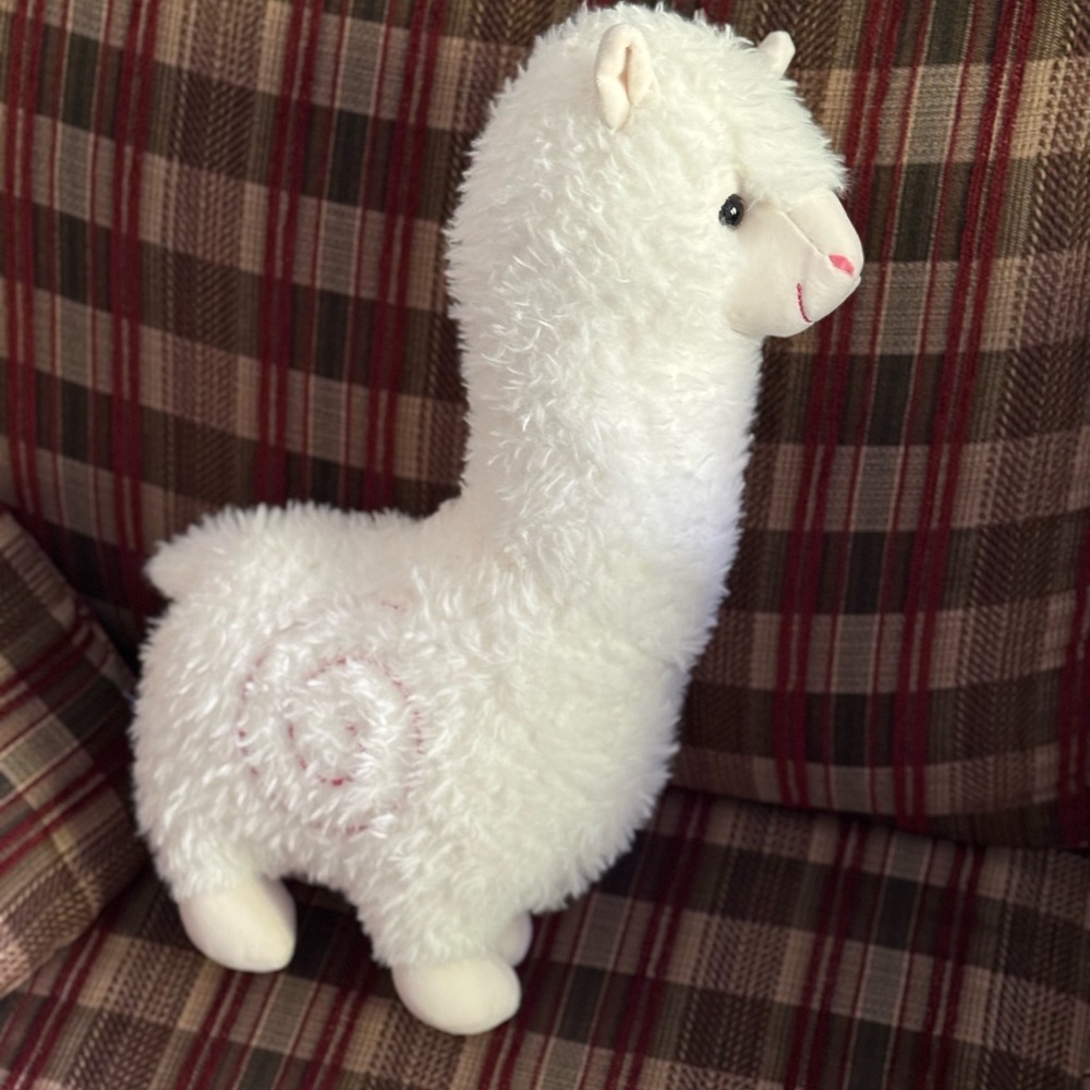 Adorable White Stuffed Llama Toy